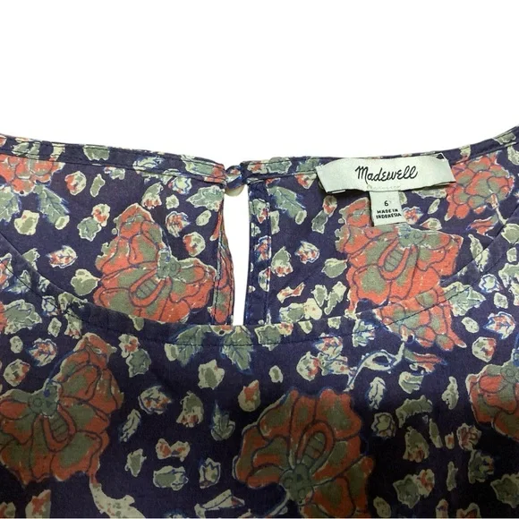 Madewell Women’s Story Top in Fan Floral Mix Size 6 Peasant Blouse Bohemian - Picture 4 of 14